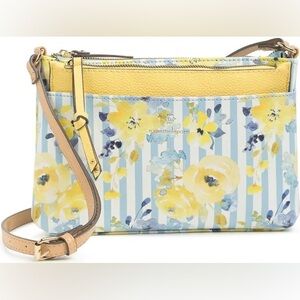 NWT nanette lepore striped rose floral crossbody bag with bonus pouch